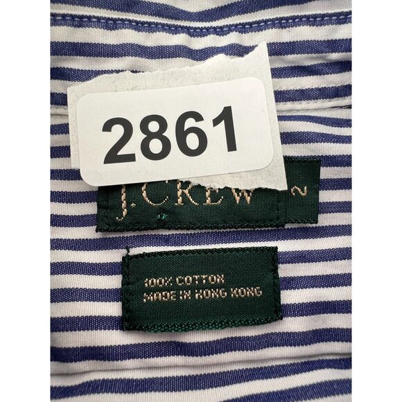 VTG J Crew Button Up Shirt Blue White Stripe Cotton Long Sleeve Women's 2 - Picture 9 of 9